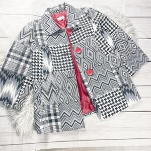 3 Sisters Mixed Print Cotton Blend Coat Jacket Size 1X